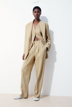 Beige COS The Pleated Tailored Pants | KA17-K6UI