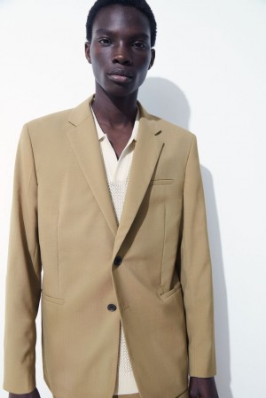 Beige COS The Single-Breasted Wool Blazer | AI22-I4LB