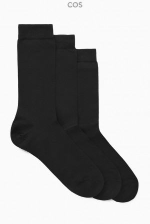 Black COS 3-Pack Mercerised Cotton Socks | HN06-T2VR