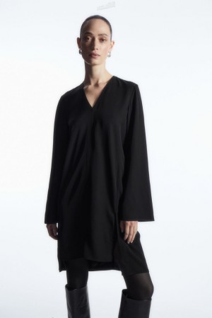 Black COS Asymmetric Tunic Dress | ZX44-N4WX