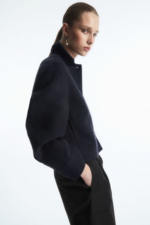 Black COS Boxy Double-Faced Wool Jacket | OT49-H6ZM