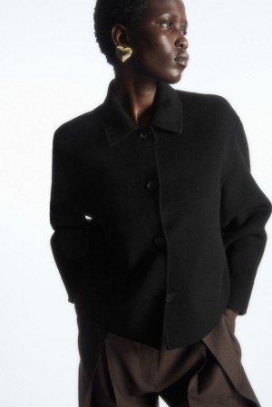 Black COS Boxy Double-Faced Wool Jacket | FW24-D7OF