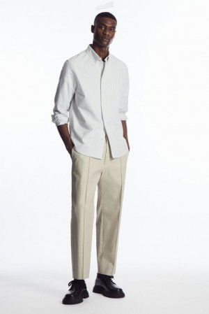 Black COS Cropped Straight-Leg Twill Trousers | JW28-V1LO