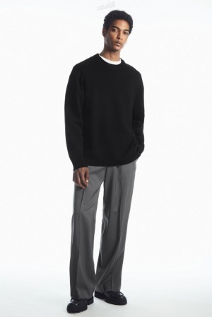 Black COS Double-Faced Merino Wool Jumper | BB33-O3YW