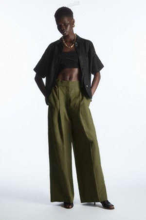 Black COS High-Waisted Wide-Leg Pants | UE73-N5IB