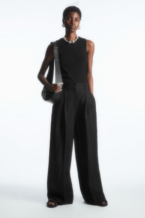 Black COS High-Waisted Wide-Leg Pants | YA28-G4WO