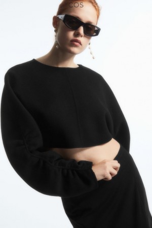 Black COS Open-Back Wool Bolero Jacket | XB72-G0YY