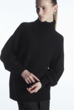 Black COS Oversized Wool Roll-Neck Sweater | CA75-I6UO