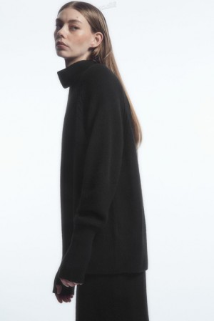 Black COS Pure Cashmere Turtleneck Jumper | XQ61-J4FQ