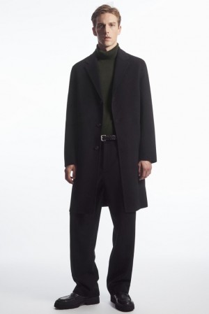 Black COS Relaxed-Fit Double-Faced Wool Coat | EI12-G6PA