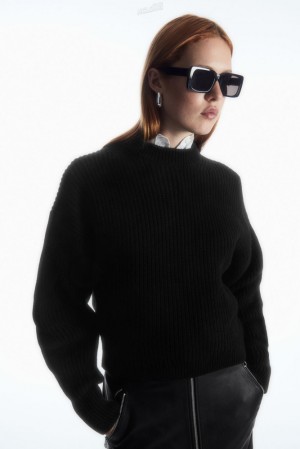 Black COS Ribbed Cashmere-Blend Jumper | XJ80-W9AT