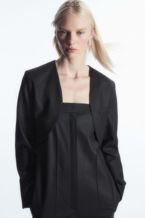 Black COS Tailored Cropped Bolero Jacket | XI82-C0GZ