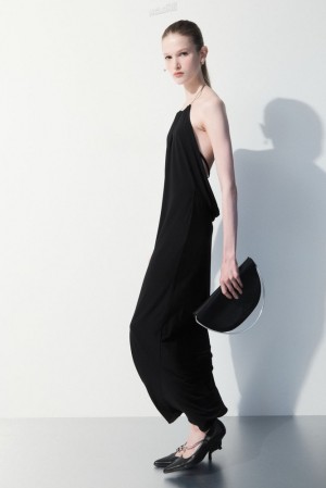 Black COS The Open-Back Necklace Dress | DR01-N6ZF