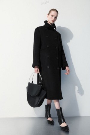 Black COS The Recycled-Cashmere Trench Coat | OA89-I7TR