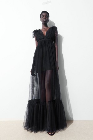 Black COS The Sheer Tulle Dress | DY02-E2KP