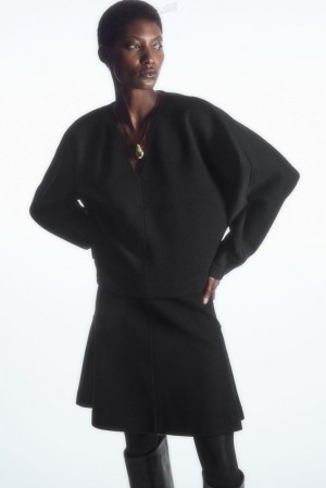 Black COS V-Neck Boiled-Wool Jumper | HP14-Z1MJ