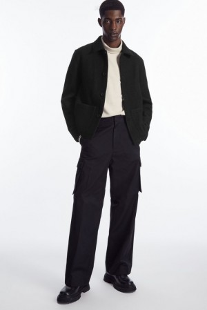 Black COS Wide-Leg Cargo Pants | RZ21-L4QD