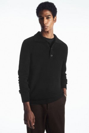 Black COS Wool And Cashmere Polo Shirt | EY53-N5BT