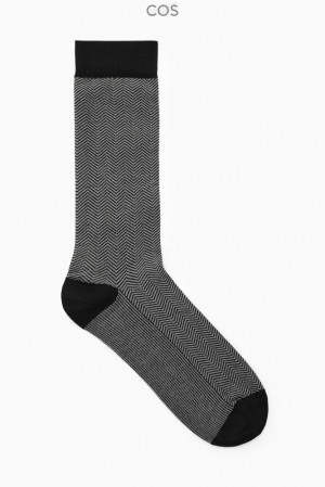 Black / Herringbone COS Herringbone Socks | ZJ77-I1KO