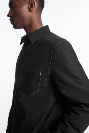 Black / White COS Contrast-Stitch Padded Overshirt | YI18-I6MI