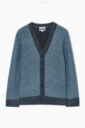 Blue COS Contrast-Trim Wool-Blend Cardigan | SS62-J8WG