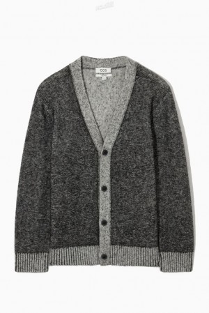 Blue COS Contrast-Trim Wool-Blend Cardigan | HJ42-O0VZ