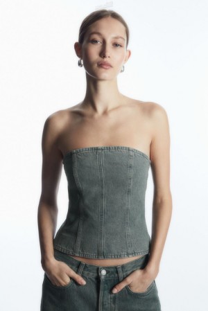 Blue COS Denim Bustier | YQ40-Q5NG