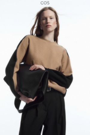 Dark Beige / Black COS Two-Tone Boiled Merino Wool Sweater | TH30-U9QM