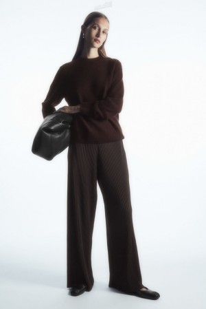 Dark Brown COS Pleated Wide-Leg Pants | GP87-D6DO