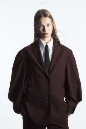 Dark Brown COS Rounded Wool Blazer | MC68-S0AT