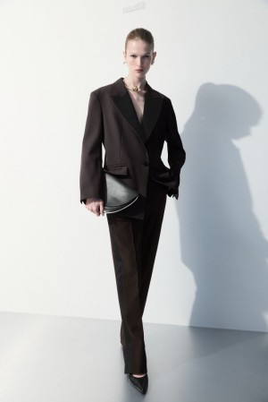 Dark Brown COS The Tuxedo-Stripe Trousers | TG09-H1SH