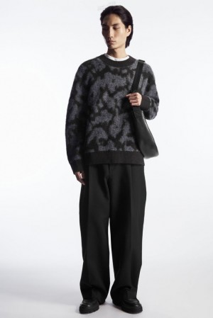 Dark Brown / Grey COS Animal-Jacquard Alpaca-Blend Jumper | JQ10-O0CN