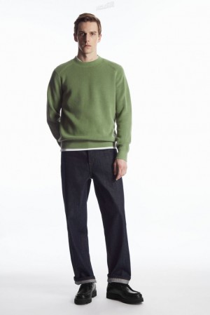 Dark Green COS Ribbed-Knit Jumper | OZ44-X9RR