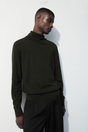 Dark Green COS The Merino Wool Roll-Neck Jumper | CN69-L8PI