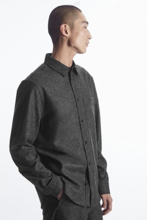 Grey / White COS Textured Wool-Jacquard Shirt | CD56-Y9GH