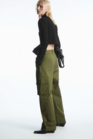 Khaki COS Wide-Leg Cargo Pants | MG74-B6IQ