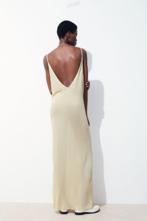 Light Beige COS The Sheer Knitted Slip Dress | GR07-B8LH