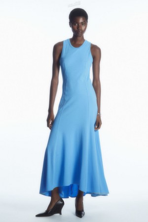 Light Blue COS Sleeveless Dropped-Waist Maxi Dress | LF89-T6GA