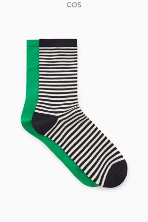 Light Blue / Striped COS 2-Pack Mercerized Cotton Socks | HG17-Q8GC