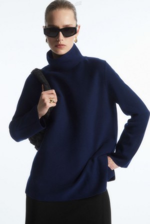 Navy COS A-Line Funnel-Neck Top | DU13-X6QG