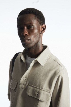 Navy COS Half-Placket Utility Overshirt | BW44-E8OA