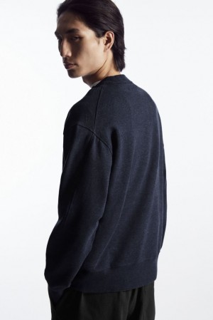 Navy COS Mock-Neck Sweatshirt | HH87-H4NK