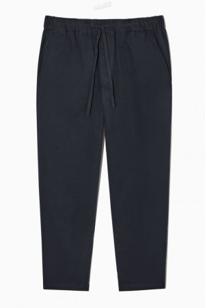 Navy COS Relaxed-Fit Drawstring Twill Trousers | NS64-X5BJ