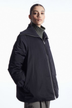 Navy COS Ribbed-Collar Puffer Jacket | TY24-P5VH