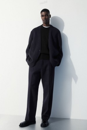 Navy COS The Relaxed Wool Trousers | LK61-Z0FA