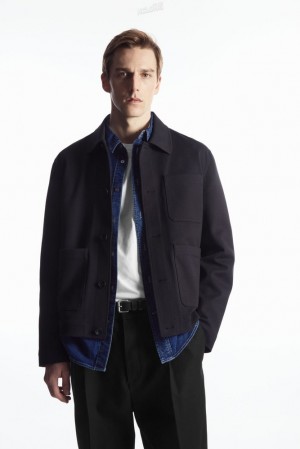 Navy COS Twill Utility Jacket | XF52-I5KY