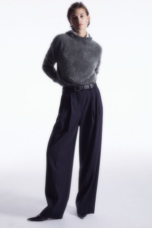 Navy COS Wide-Leg Tailored Wool Pants | HP04-K0QL