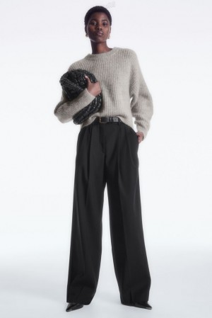 Navy COS Wide-Leg Tailored Wool Pants | LE44-J6PI