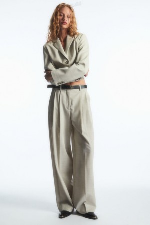 Navy COS Wide-Leg Tailored Wool Pants | TB84-V7IU