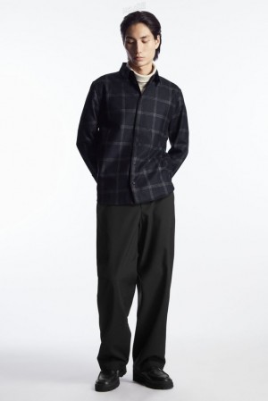 Navy / Checked COS Checked Wool Shirt | OF66-M2HL